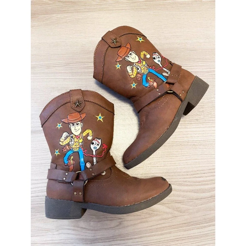 Disney Pixar Toy Story Woody & Forky Kids Cowboy Boots Brown Size 11 Western Zip
